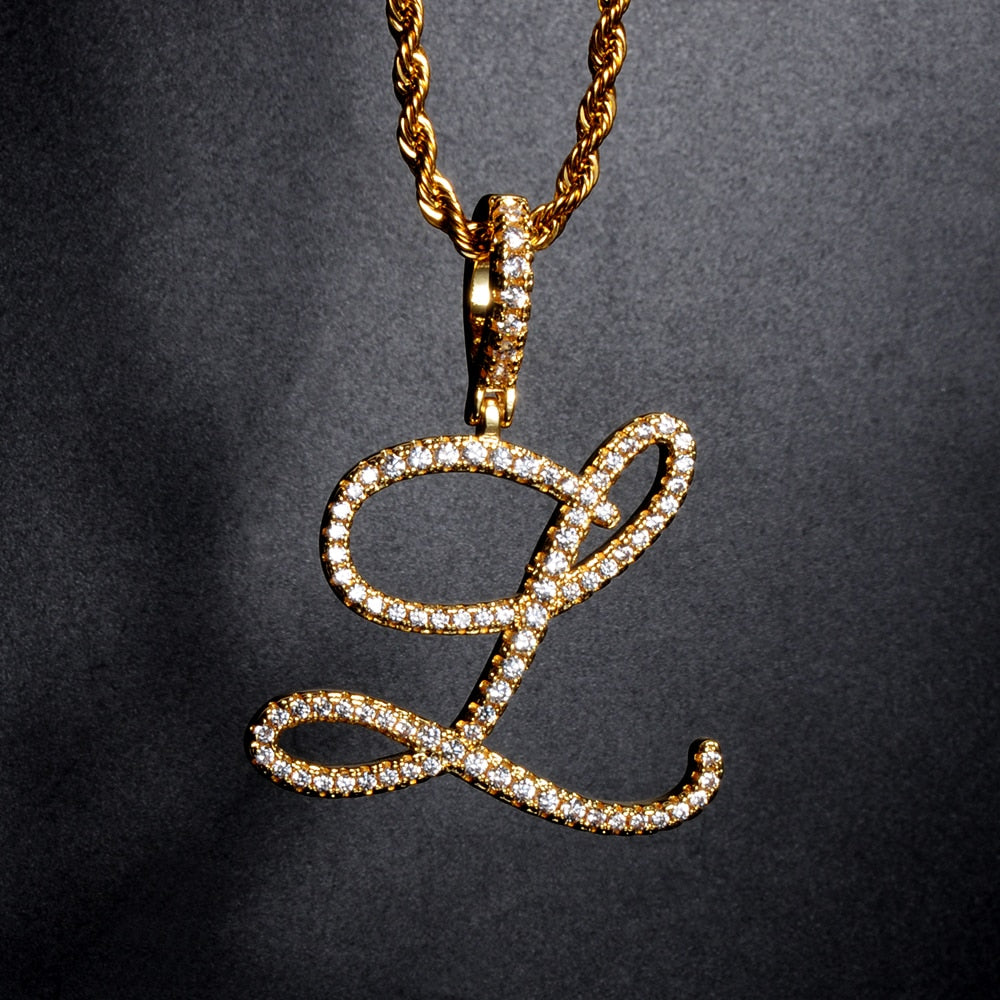 A-Z Gold Cursive Necklace
