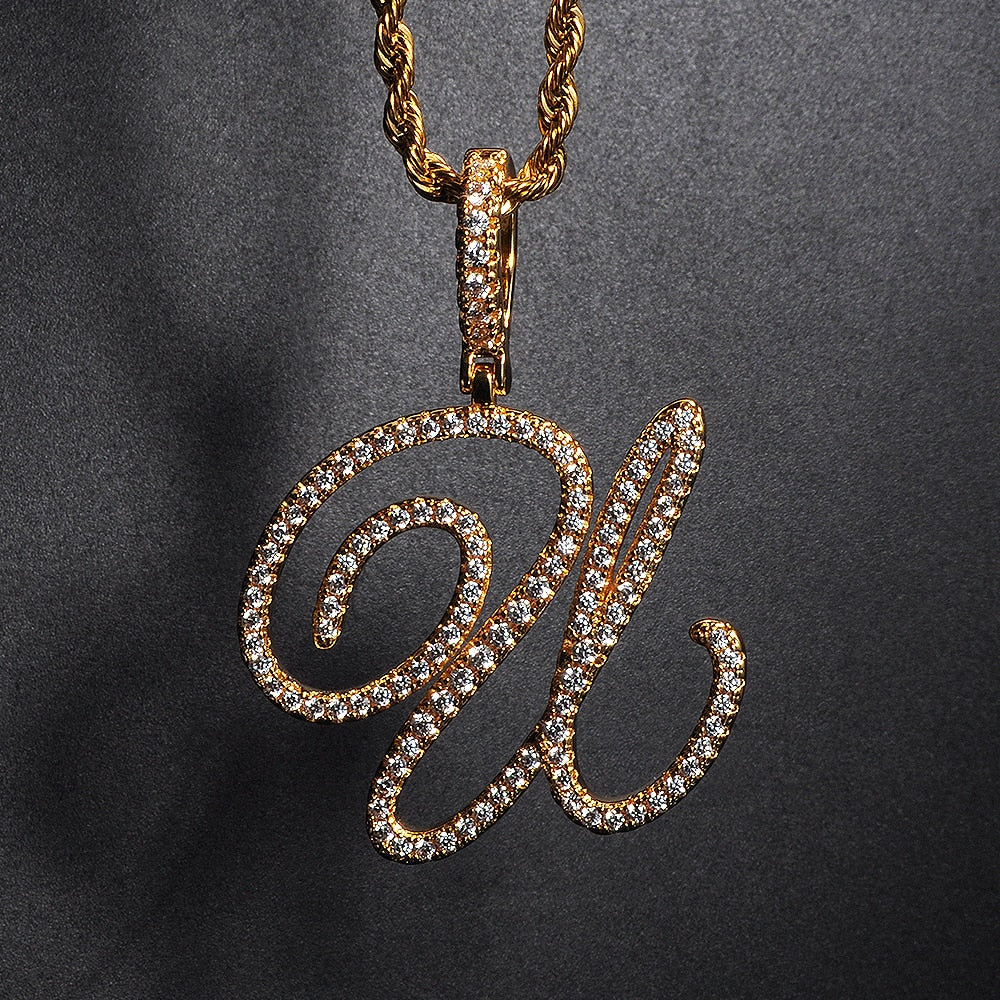 A-Z Gold Cursive Necklace